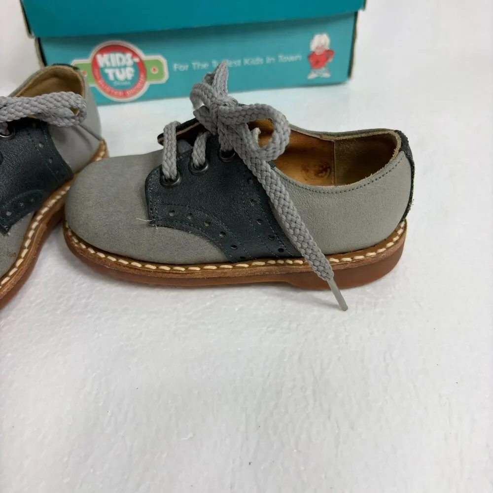 Buster Brown Vintage Kids Two Toned Unisex Saddle Oxford Shoes Size5D Gray Black